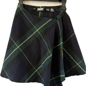 St.Patty’s Day DKNY Green, Navy & Yellow Plaid Circle Skirt